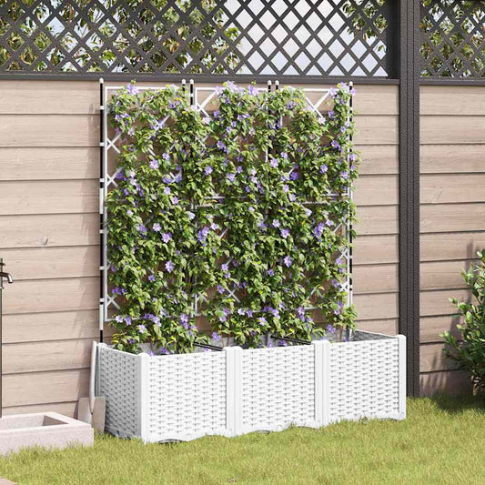 Sodo vazonas 3 pcs Baltas 120 x 40 x 143 cm Plastmasė