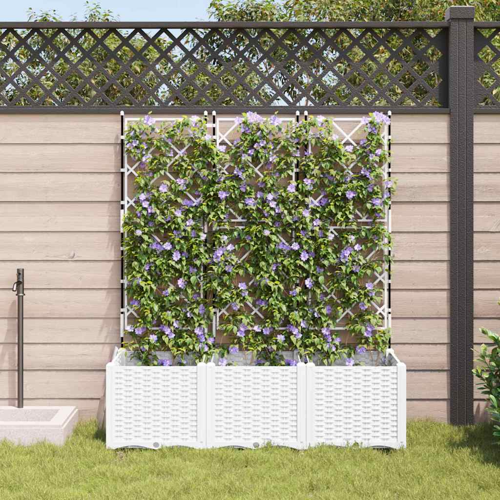 Sodo vazonas 3 pcs Baltas 120 x 40 x 143 cm Plastmasė