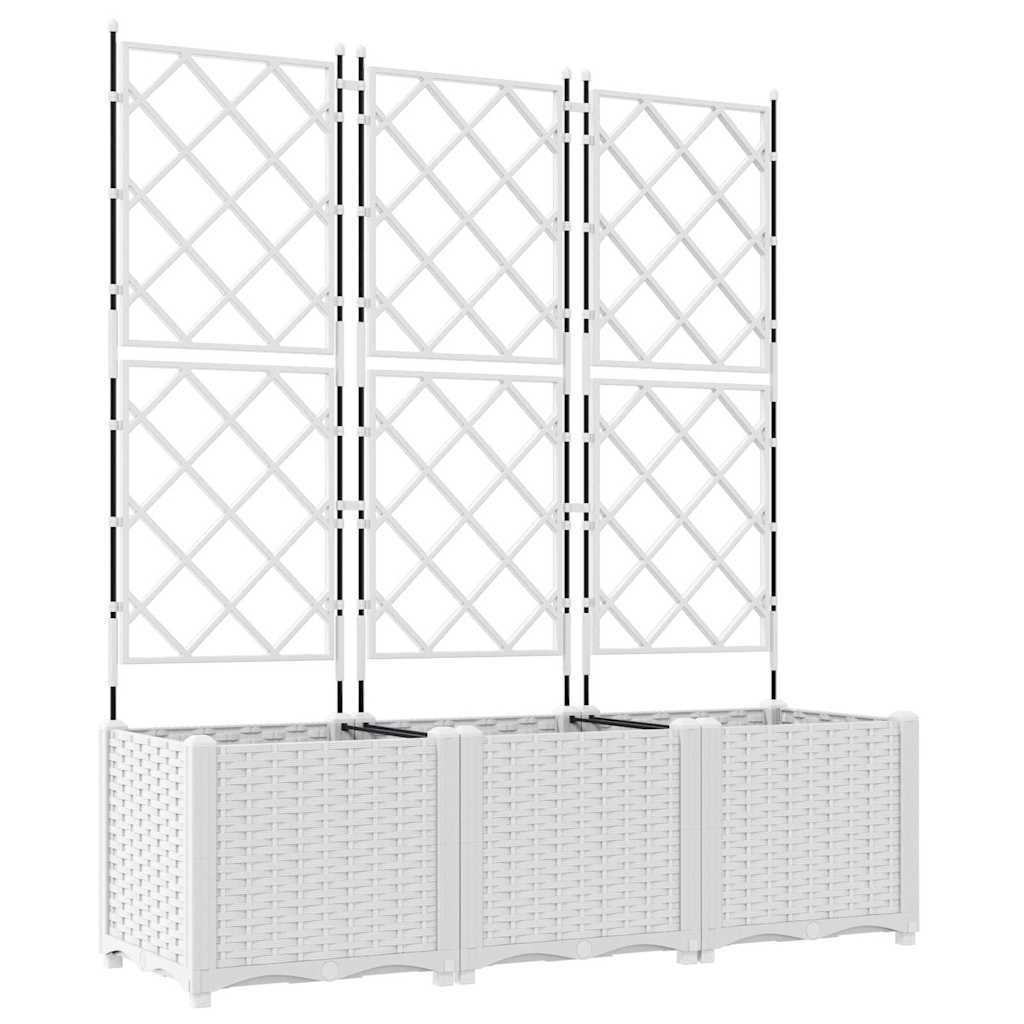 Sodo vazonas 3 pcs Baltas 120 x 40 x 143 cm Plastmasė