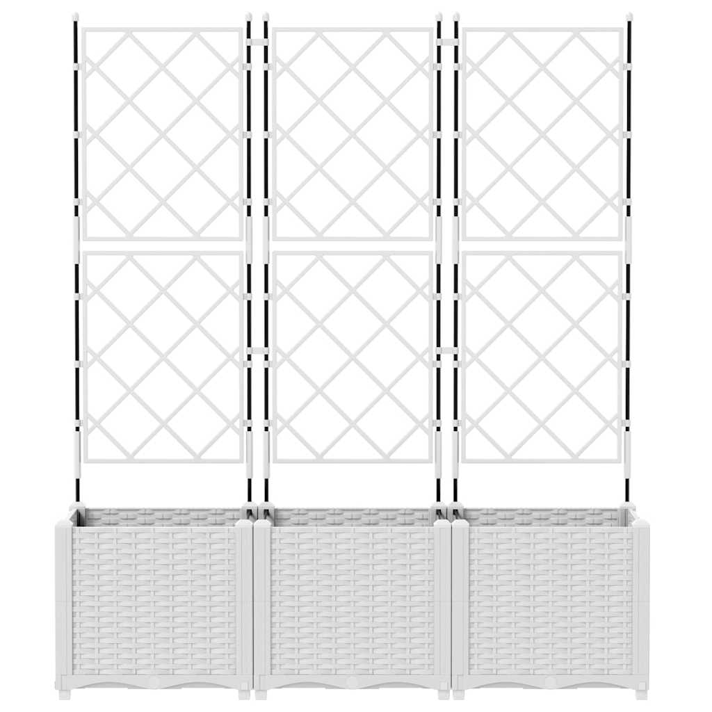 Sodo vazonas 3 pcs Baltas 120 x 40 x 143 cm Plastmasė
