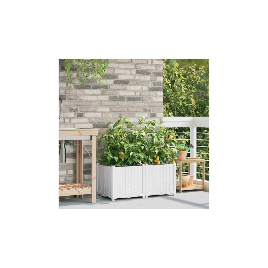 Sodo vazonas 2 pcs Baltas Plastmasė
