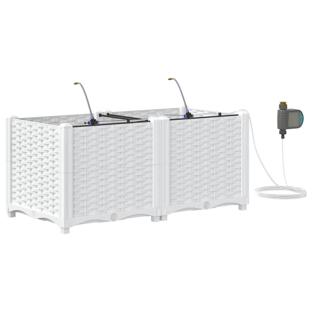 Sodo vazonas 2 pcs Baltas Plastmasė