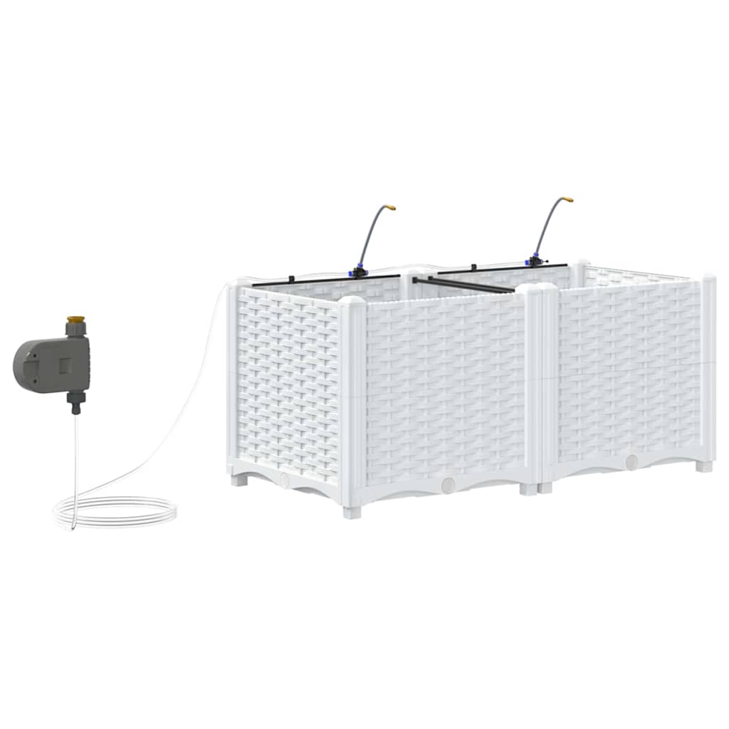 Sodo vazonas 2 pcs Baltas Plastmasė