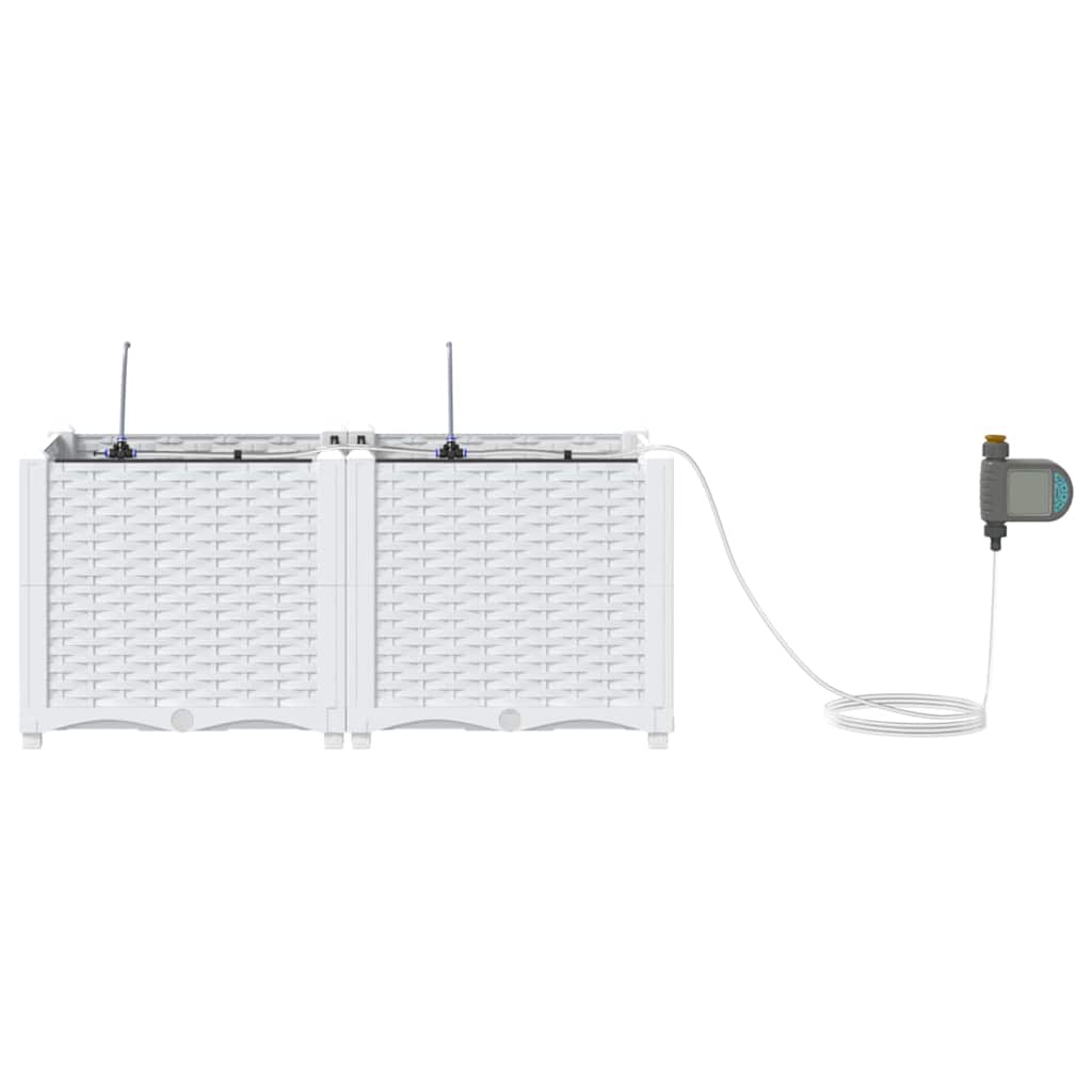 Sodo vazonas 2 pcs Baltas Plastmasė