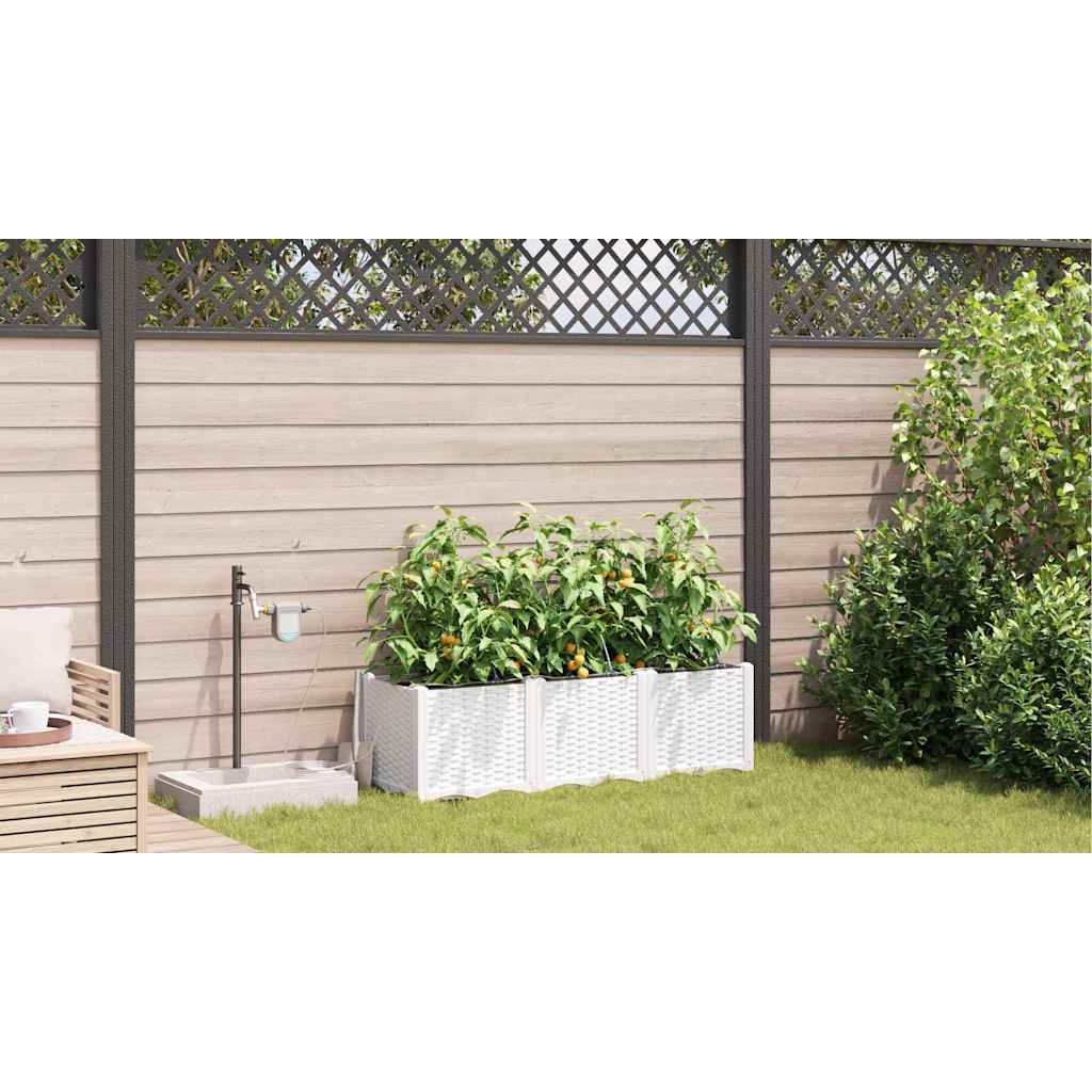 Sodo vazonas 3 pcs Baltas Plastmasė