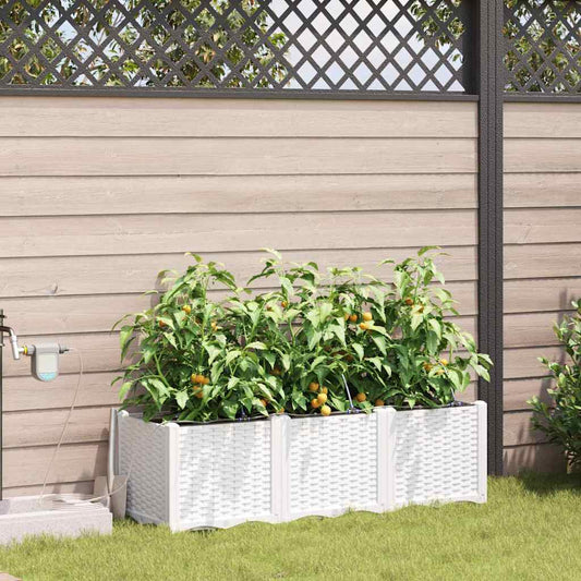 Sodo vazonas 3 pcs Baltas Plastmasė