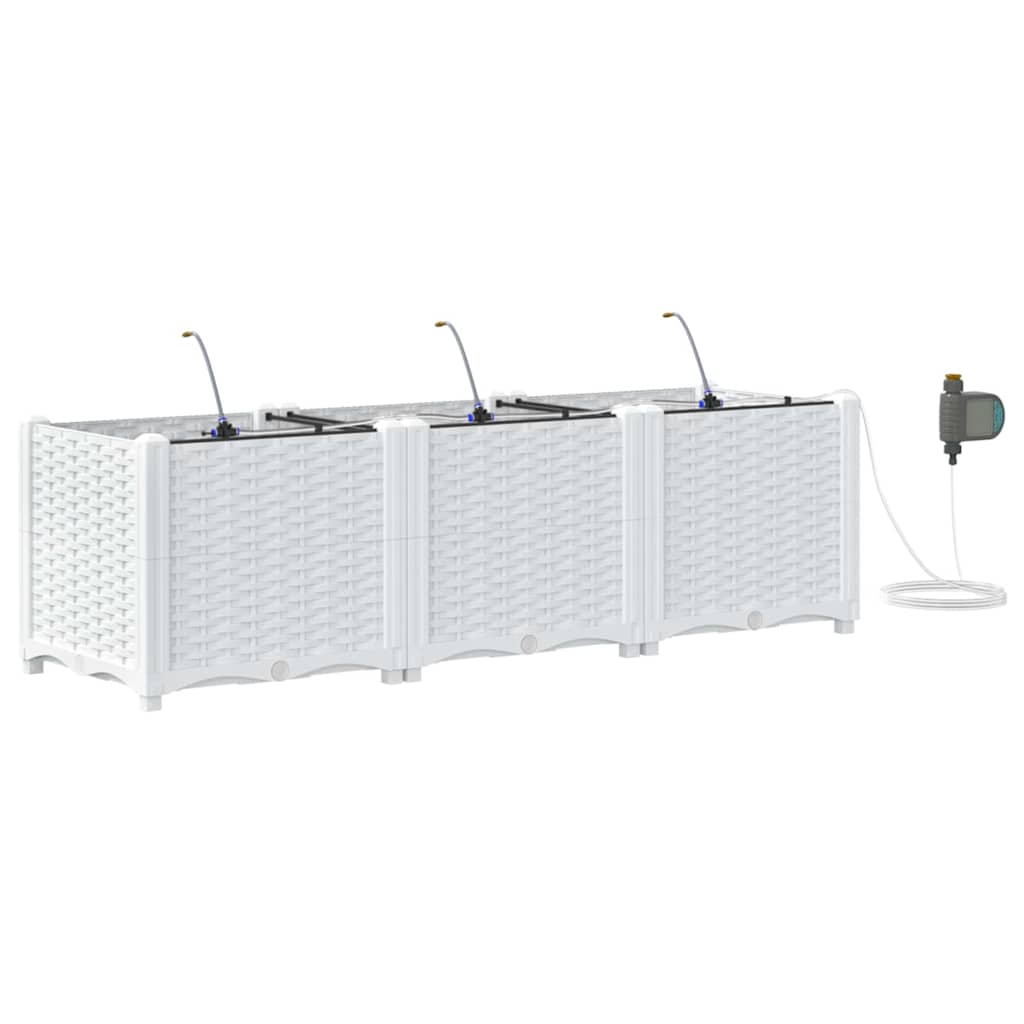 Sodo vazonas 3 pcs Baltas Plastmasė