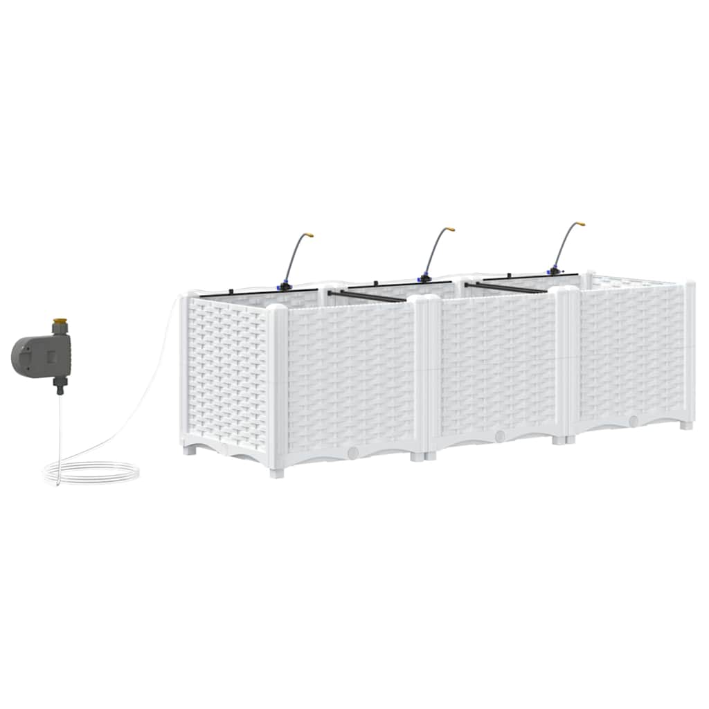 Sodo vazonas 3 pcs Baltas Plastmasė