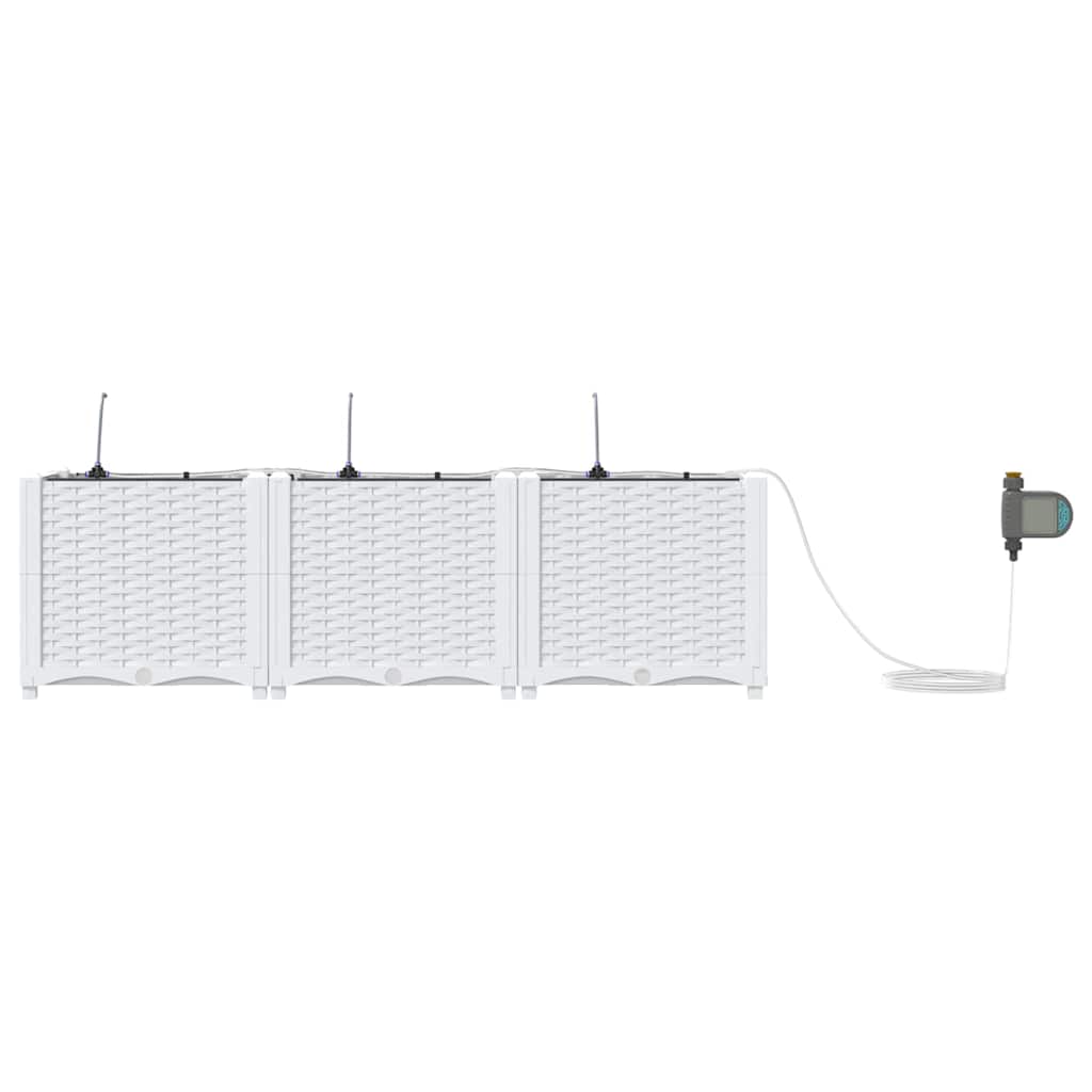 Sodo vazonas 3 pcs Baltas Plastmasė