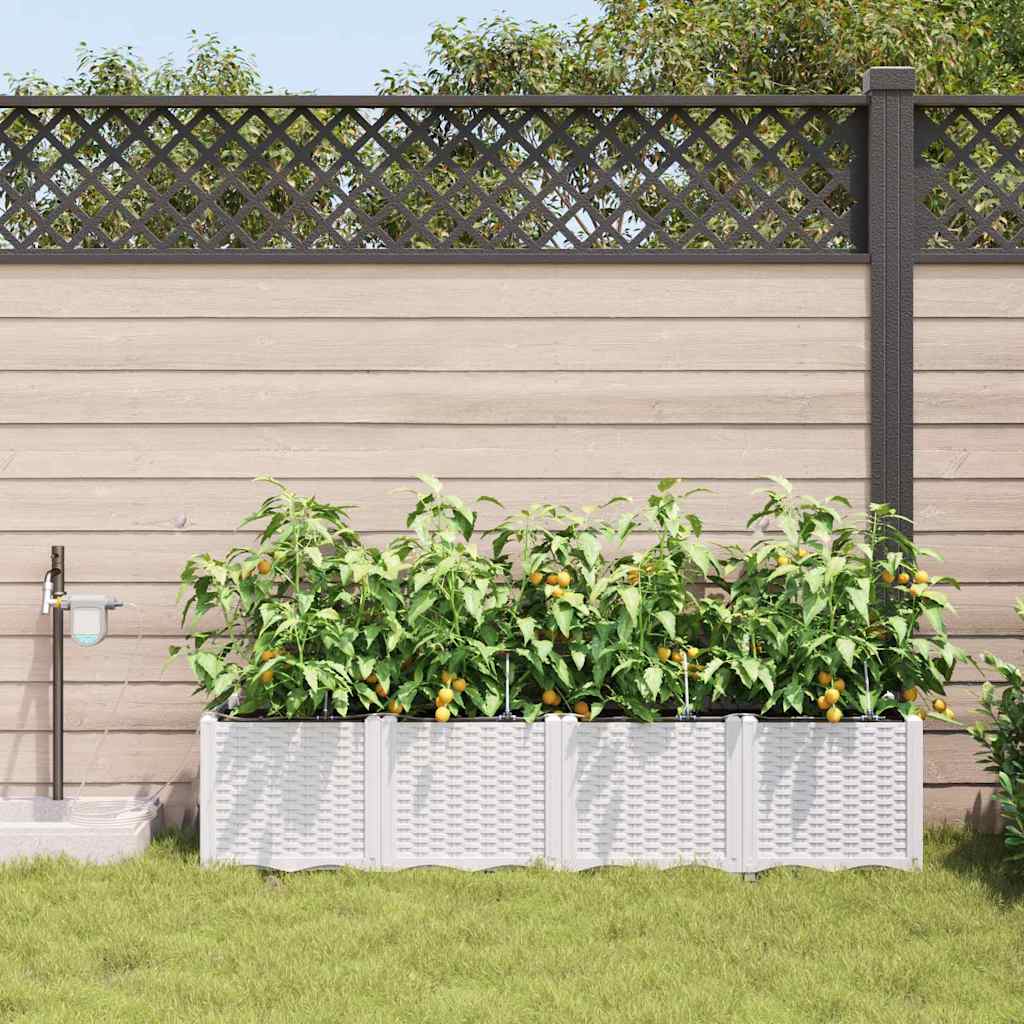 Sodo vazonas 4 pcs Baltas Plastmasė