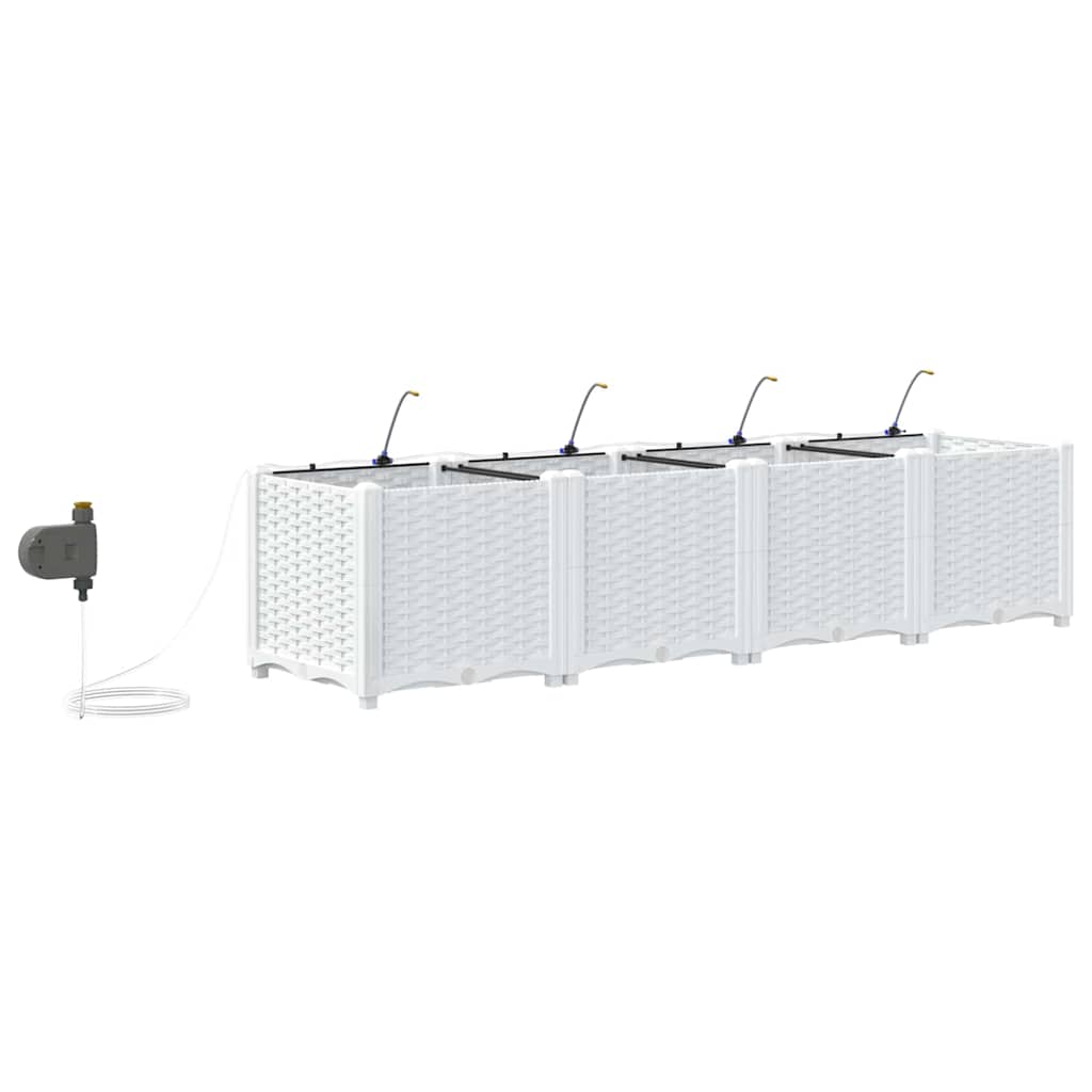 Sodo vazonas 4 pcs Baltas Plastmasė