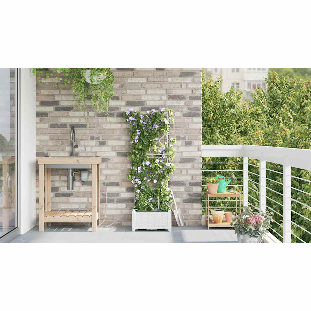 Sodo vazonas Baltas 40 x 40 x 126 cm Plastmasė