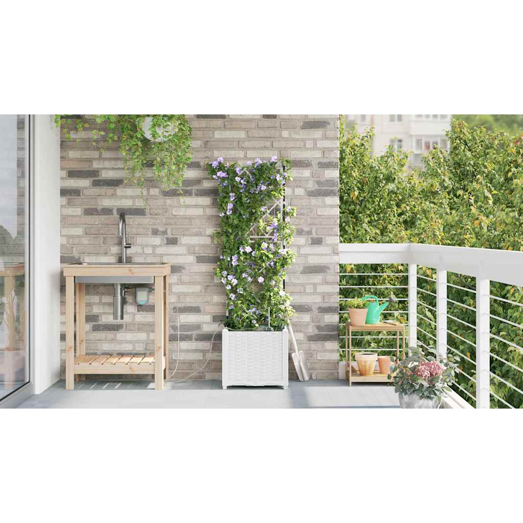 Sodo vazonas Baltas 40 x 40 x 142 cm Plastmasė