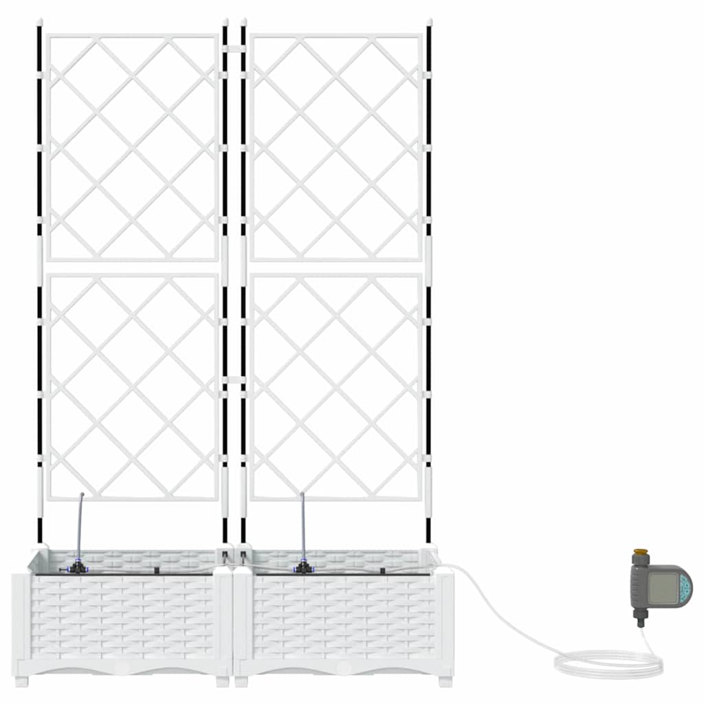 Sodo vazonas 2 pcs Baltas Plastmasė