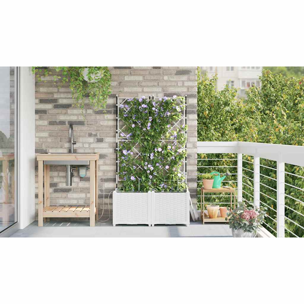 Sodo vazonas 2 pcs Baltas Plastmasė