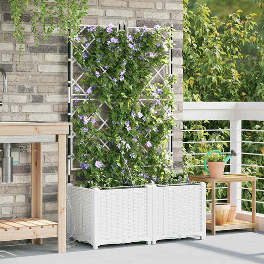 Sodo vazonas 2 pcs Baltas Plastmasė