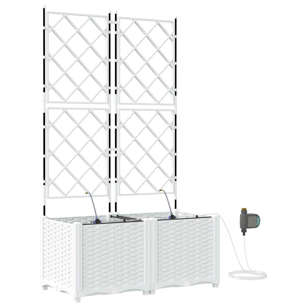 Sodo vazonas 2 pcs Baltas Plastmasė