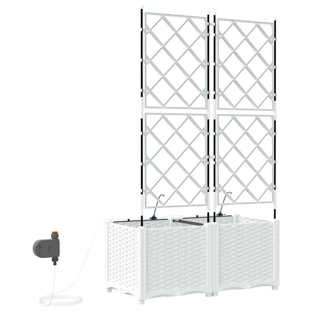 Sodo vazonas 2 pcs Baltas Plastmasė