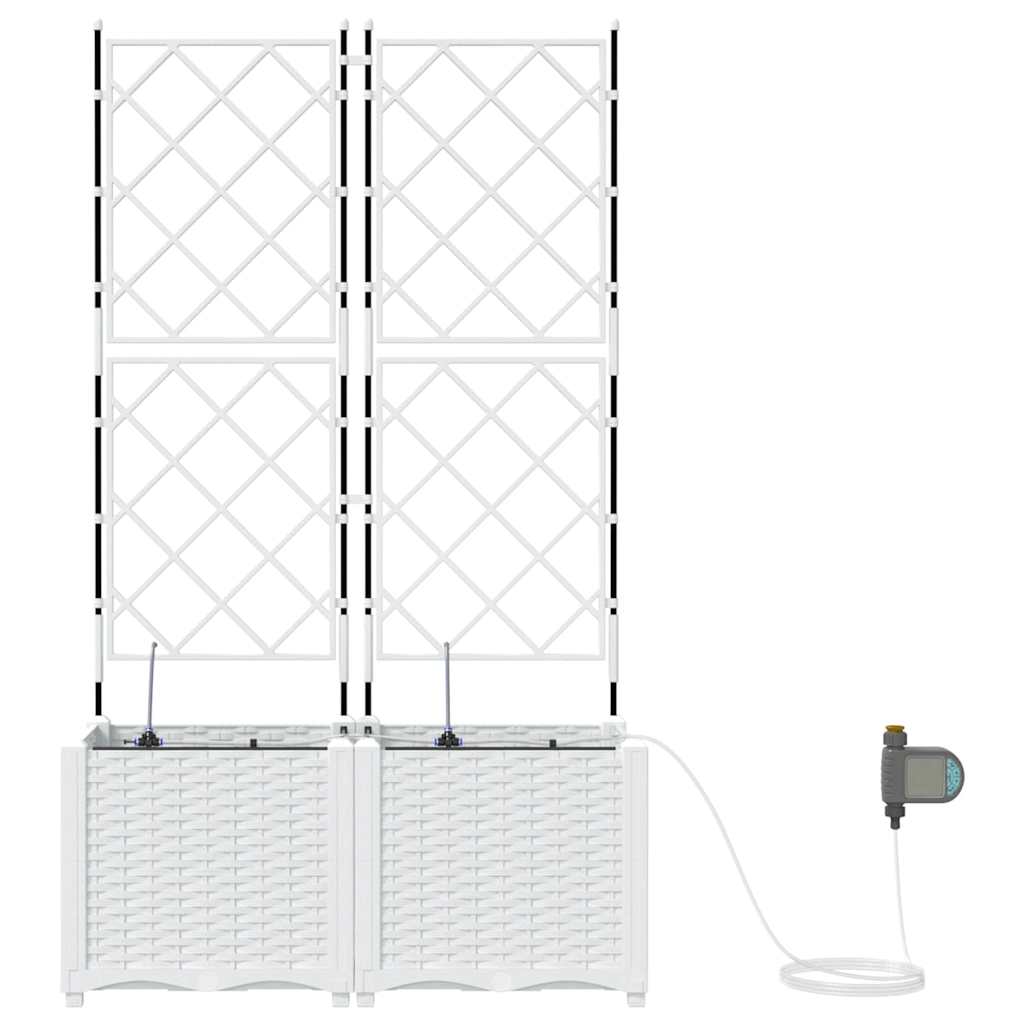 Sodo vazonas 2 pcs Baltas Plastmasė