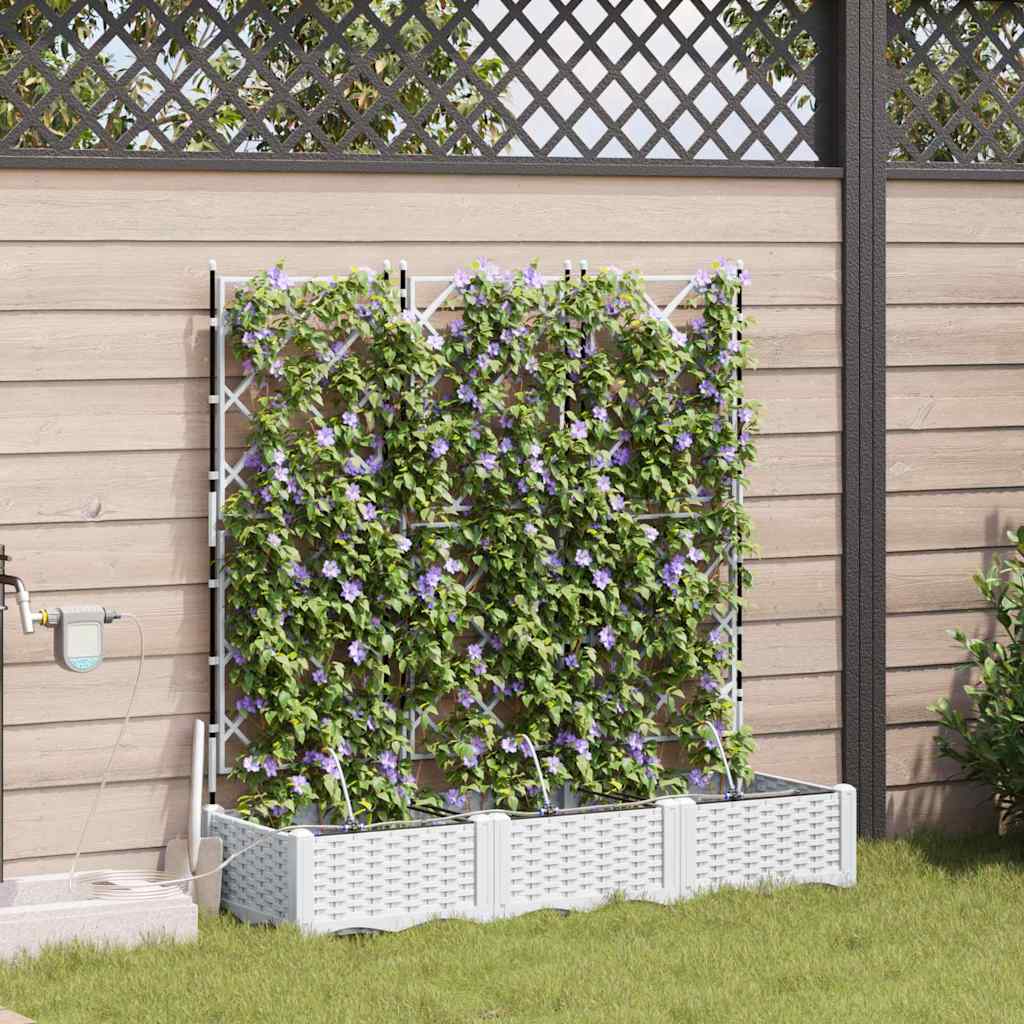 Sodo vazonas 3 pcs Baltas Plastmasė