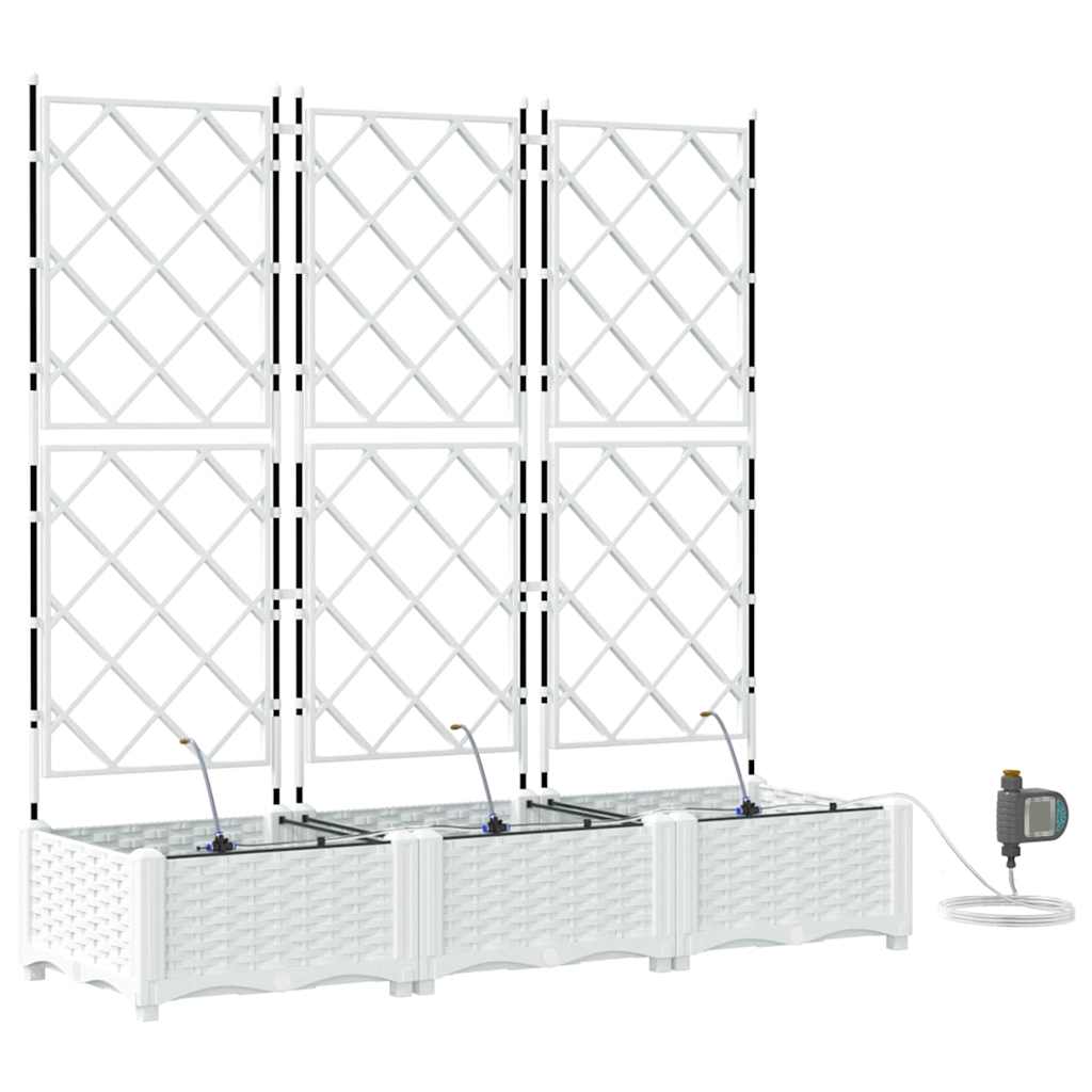 Sodo vazonas 3 pcs Baltas Plastmasė