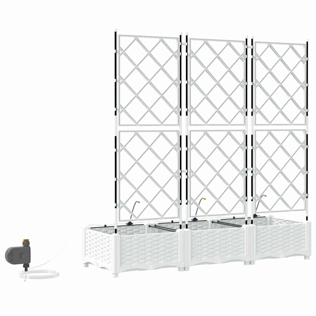 Sodo vazonas 3 pcs Baltas Plastmasė