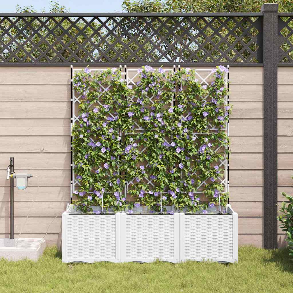 Sodo vazonas 3 pcs Baltas Plastmasė