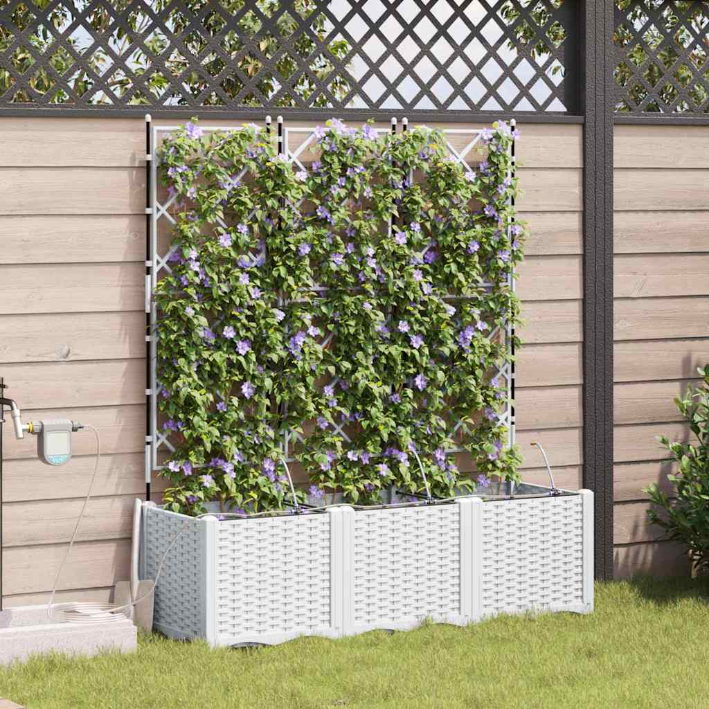 Sodo vazonas 3 pcs Baltas Plastmasė