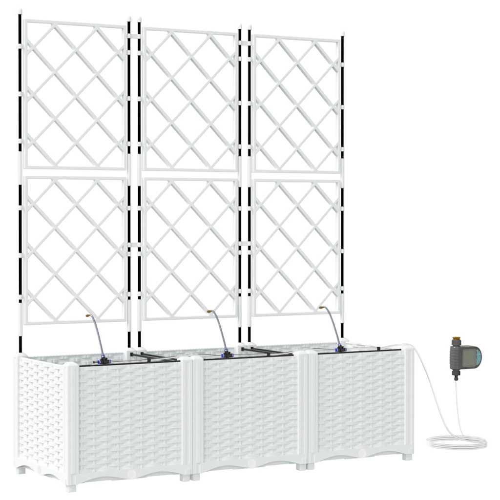Sodo vazonas 3 pcs Baltas Plastmasė