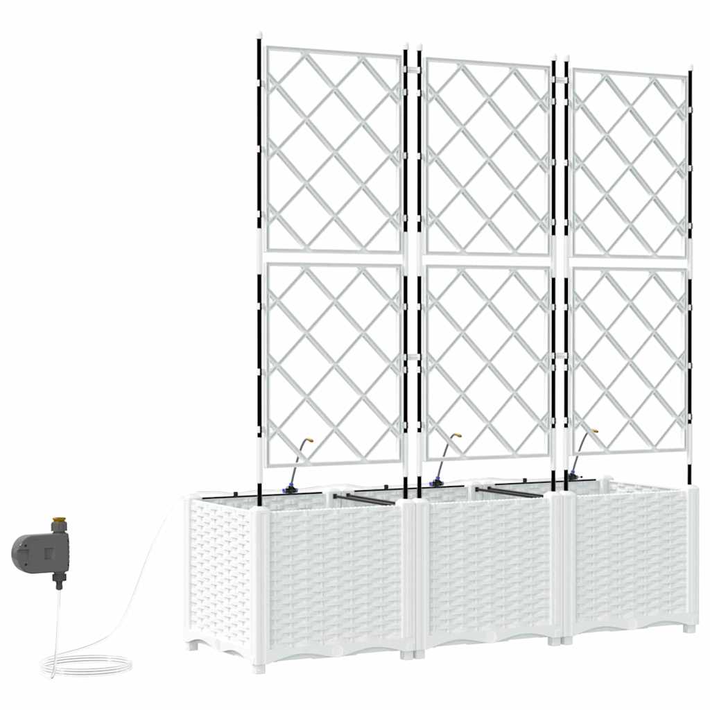 Sodo vazonas 3 pcs Baltas Plastmasė