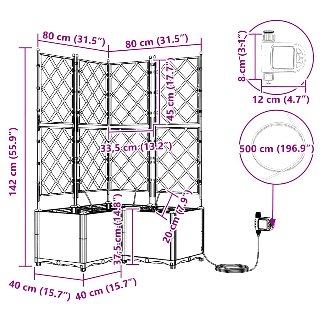 Sodo sodinukai Balta 80 x 80 x 142 cm Plienas
