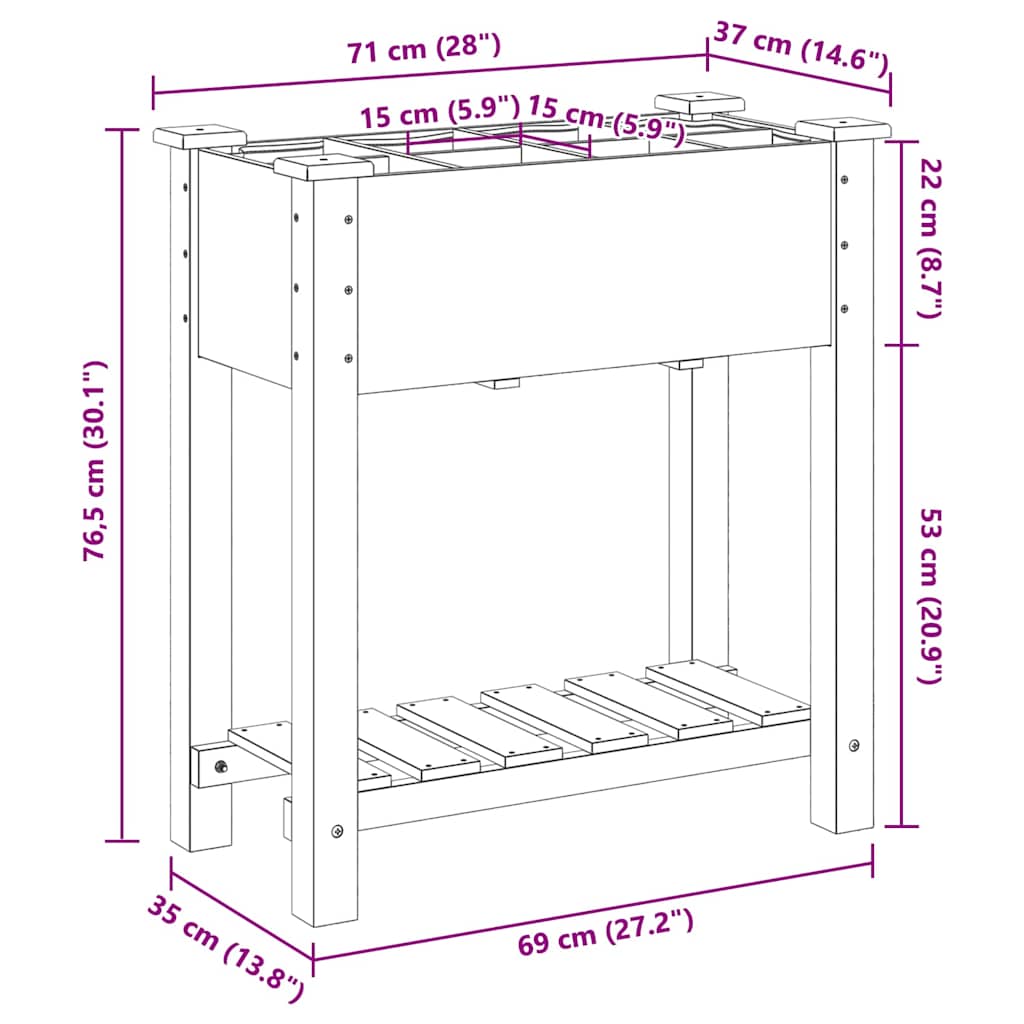 Sodo vazonas Smėlio 71 x 37 x 76,5 cm Kietasis pušinis medis