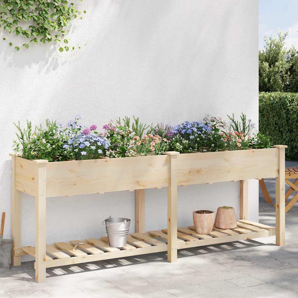 Sodo vazonas Smėlio 203,5 x 53 x 76,5 cm Kietasis pušinis medis