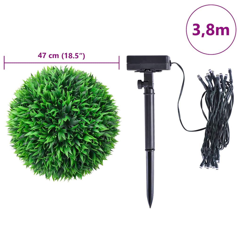 Dirbtiniai buksmedžio krūmai su LED lemputėmis 2vnt. žalia 47cm