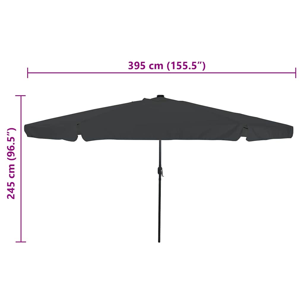 Sodo Skėtis su LED Šviesom ø395x245 cm Antracito