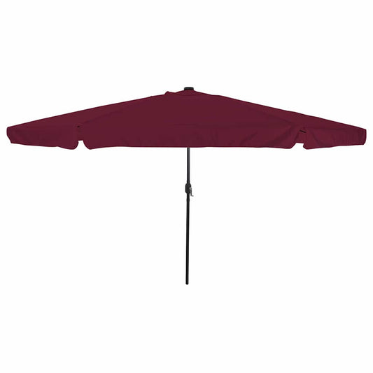 Sodas Skėtis su LED Šviesomis ø395x245 cm Bordo Raudona