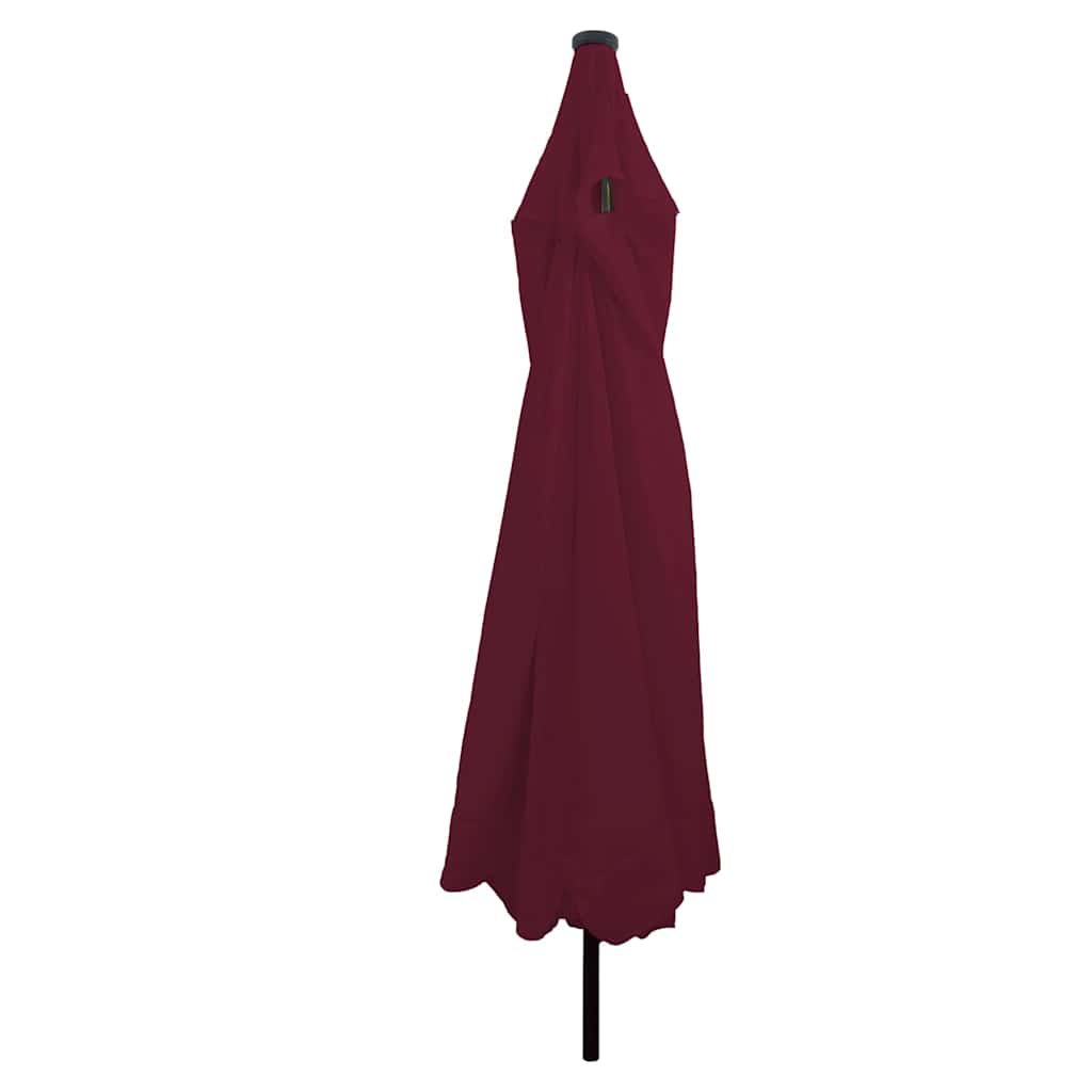 Sodas Skėtis su LED Šviesomis ø395x245 cm Bordo Raudona