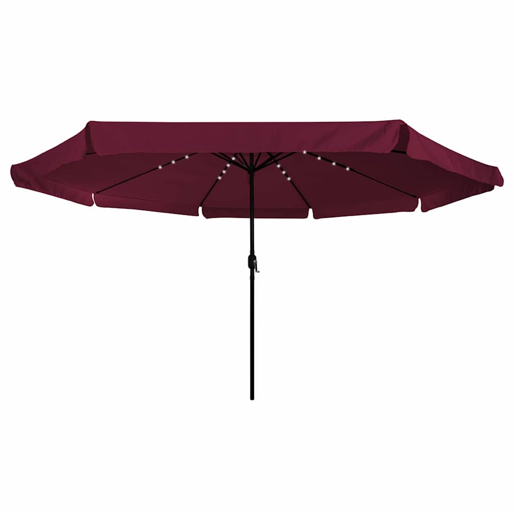 Sodas Skėtis su LED Šviesomis ø395x245 cm Bordo Raudona