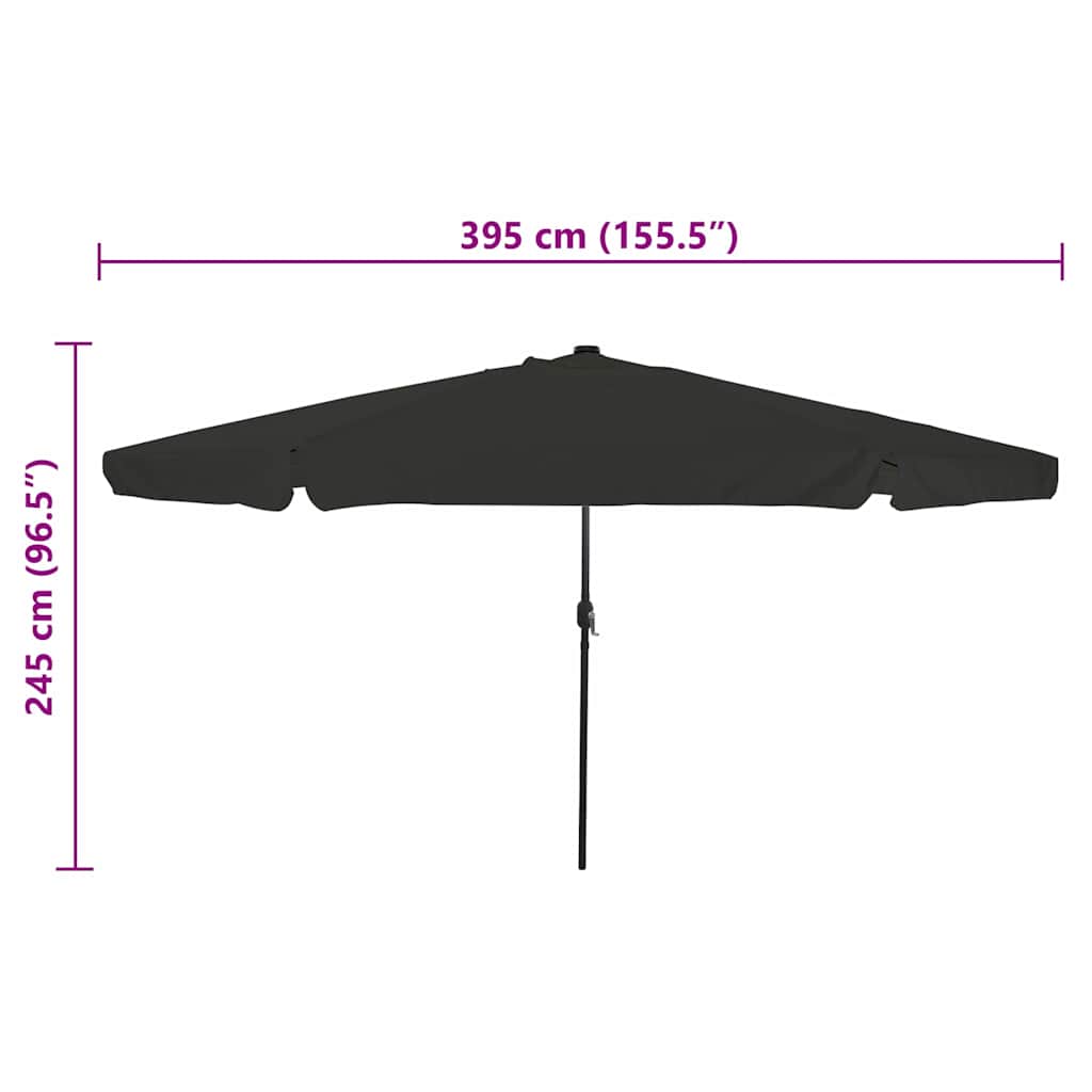 Sodo skėtis su LED lemputėm ø395x245 cm juodas