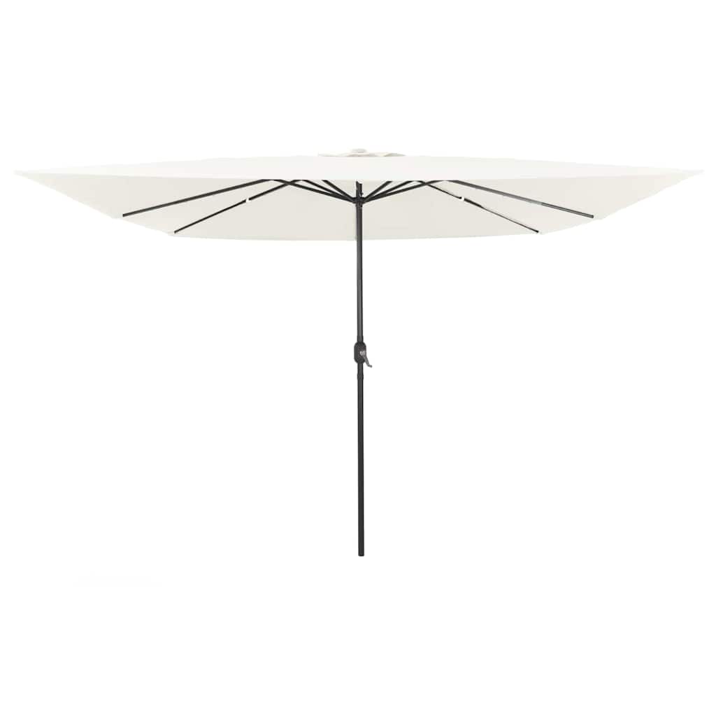 Kvadratinis Sodo Skėtis su LED Šviesom 295x245 cm Smėlio Baltas