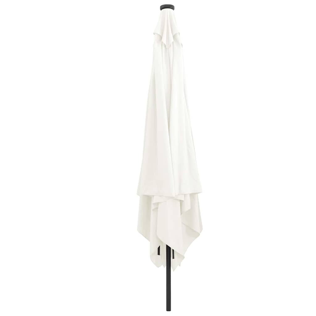 Kvadratinis Sodo Skėtis su LED Šviesom 295x245 cm Smėlio Baltas