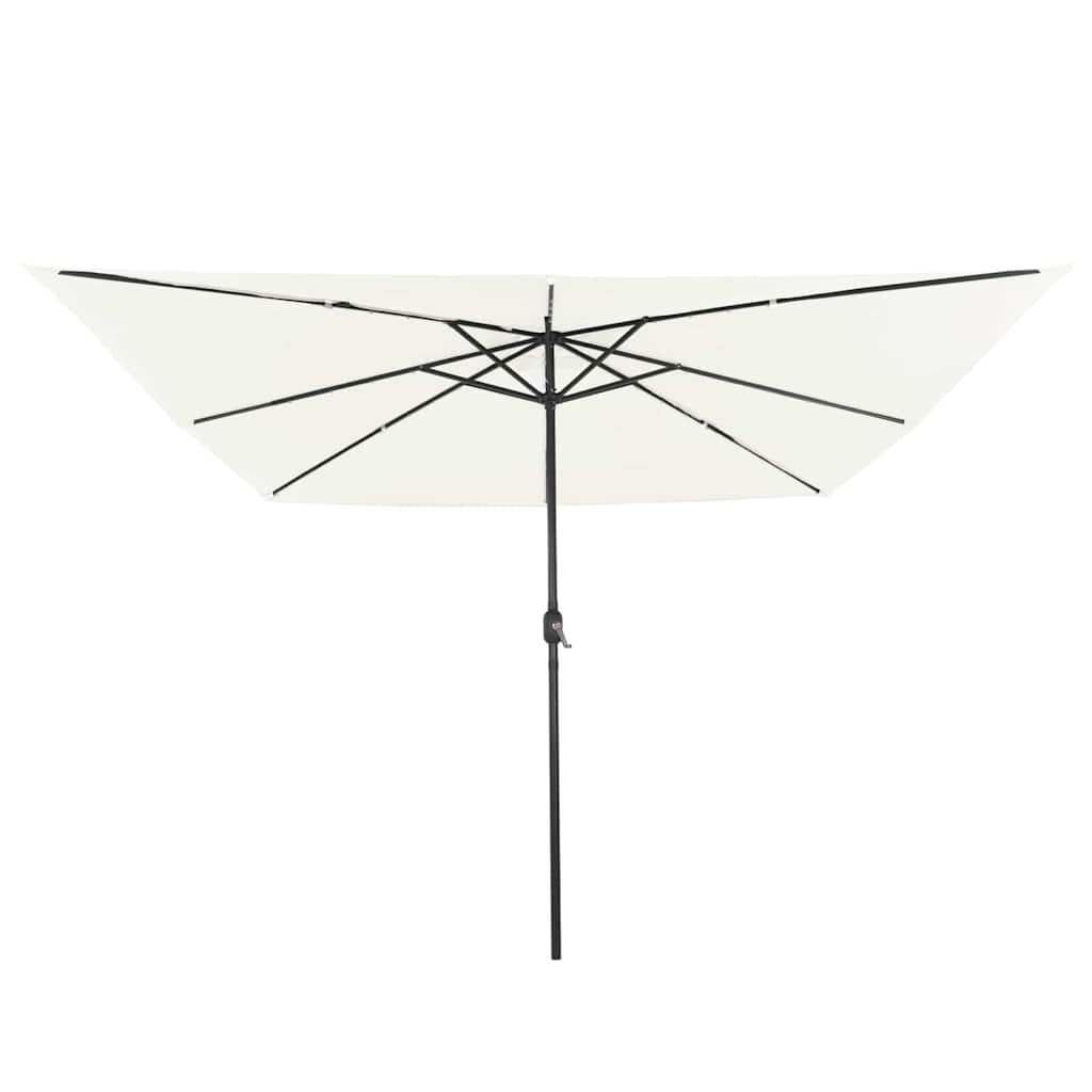Kvadratinis Sodo Skėtis su LED Šviesom 295x245 cm Smėlio Baltas
