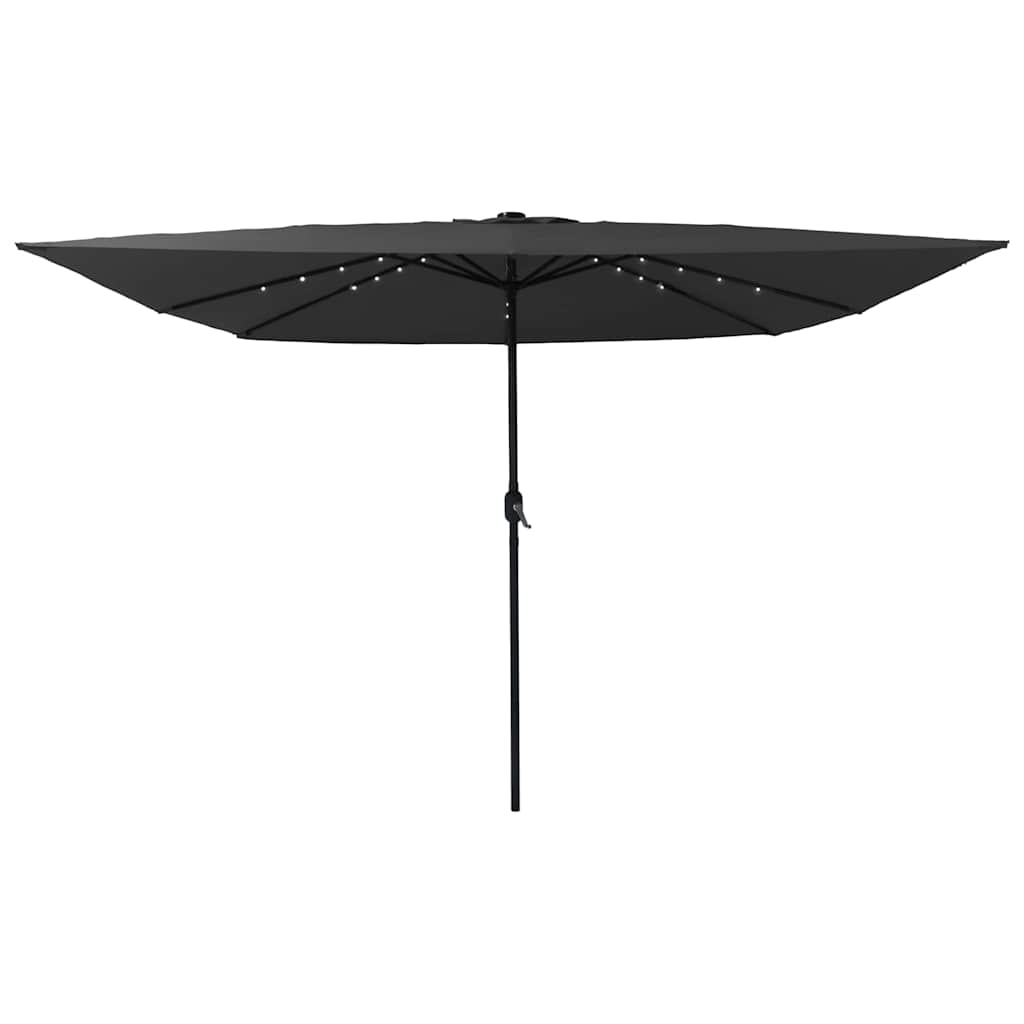 Kvadratinis Sodo Parasolė su LED Žiburiais 295x245 cm Antracito