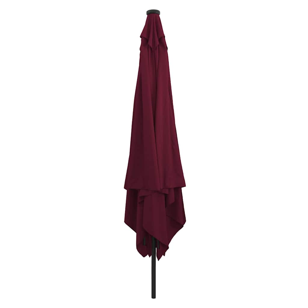 Kvadratinis sodo skėtis su LED šviesom 295x245 cm Burgundiškai raudonas