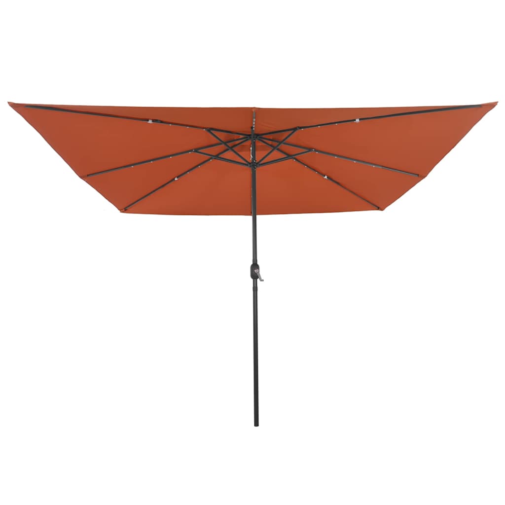 Kvadratinis kiemo skėtis su LED šviesom 295x245 cm Terrakota