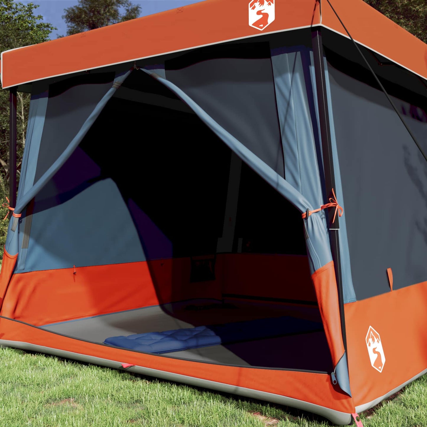 Kempingo Palapinių Komplektas su stogu 2 pcs Pilka ir oranžinė