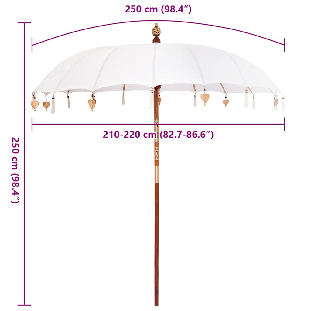 Skėtis nuo saulės Kreminė x 250 cm Medvilnė ir kietas medis