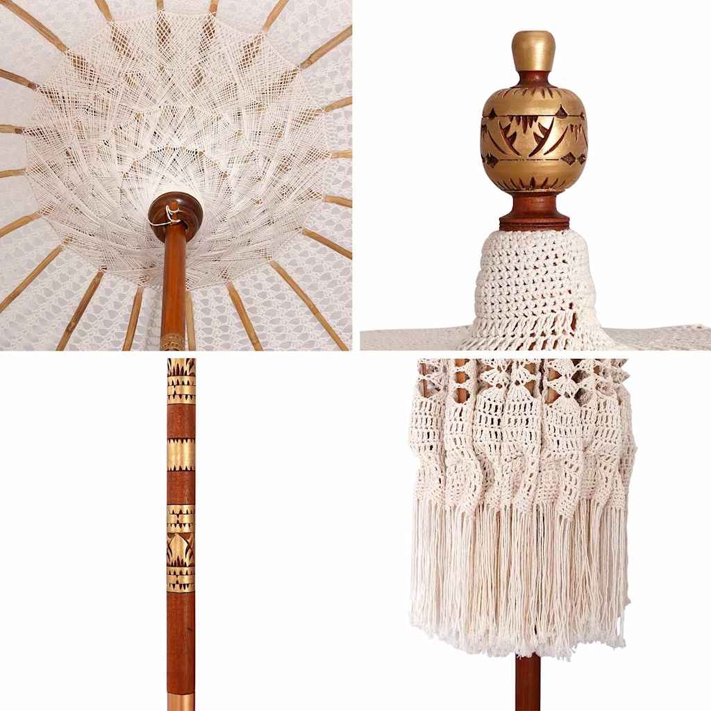 Makramė skėtis Kreminė 190 x 190 x 260 cm
