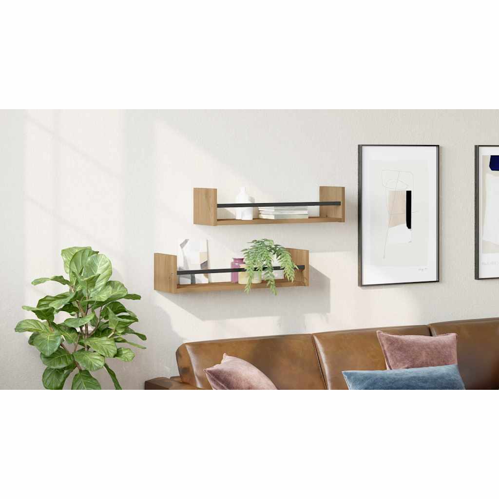Sieninė lentyna 2 pcs artisano ąžuolo 60 x 16 x 14 cm