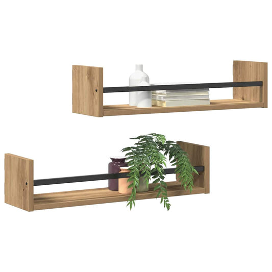 Sieninė lentyna 2 pcs artisano ąžuolo 60 x 16 x 14 cm